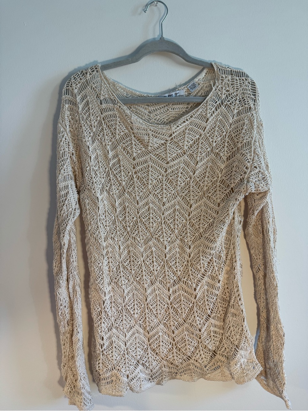 eight eight eight Open-Knit Scoop Neck Sweater in Cream